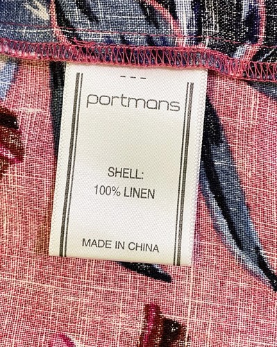 NEW PORTMANS Women's 100% Linen Pink Floral Tropical A-Line Ruffle Skirt Size 14 - Picture 6 of 7