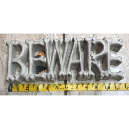Halloween Wall sign and table mantle decorations Creepy Beware, spooky holiday - Picture 5 of 13