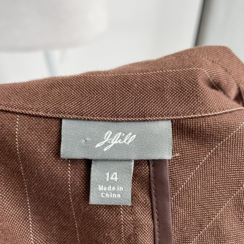 J. Jill Linen Blend Pinstripe Blazer Jacket Neutral Brown Lagenlook size 14 - Picture 5 of 6