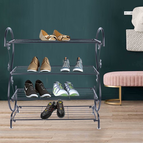 4-Tier Shoe Rack Metal Shoes Storage Shelf for Entryway Bedroom Closet Wardrobe - Picture 14 of 14