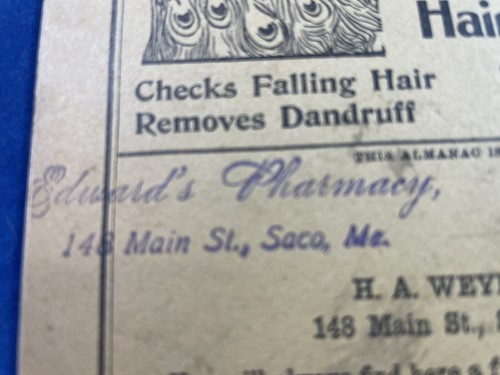 1918 AYER'S American Almanac, Lowell MASS ~ anuncios de medicamentos - Saco, farmacia ME - Imagen 3 de 13