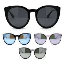 Womens Round Polarized Oversize Cat Eye Chic Plastic Retro Sunglasses