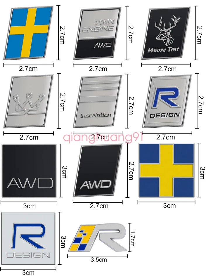 Para VOLVO Plata R Bota Trasera Emblema Adhesivo Bandera Logo Insignia V40 V50 V60 V70 V90 Foto 2 de 3