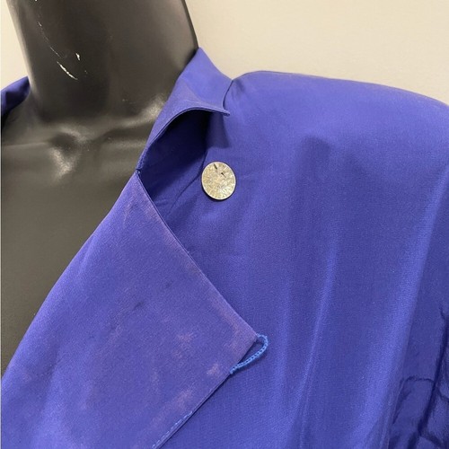 Linda Allard Ellen Tracy Blue Silk Long Maxi Pleated Dress Rhinestone 8 Vintage - Picture 14 of 16