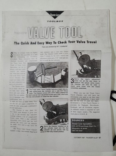 HERRAMIENTA DE COMPROBACIÓN DE VIAJE DE VÁLVULA ROCK CYCLE VTC-1 para cabeza de pala Harley Davidson - Imagen 13 de 14