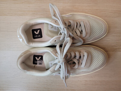 Veja V-90 Leather Sneaker Shoes Pierre White Womens Size 5