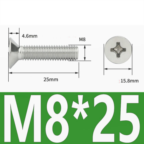 M2 M3 M4 M5 M6 M8 PHILLIPS MACHINE SCREWS COUNTERSUNK FLAT HEAD BOLTS STAINLESS - Picture 83 of 114