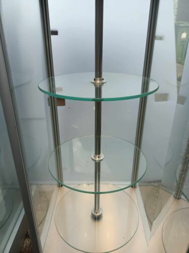Silver display cabinet with rotating shelves and lights inside 86x37x37cm - Picture 6 of 11