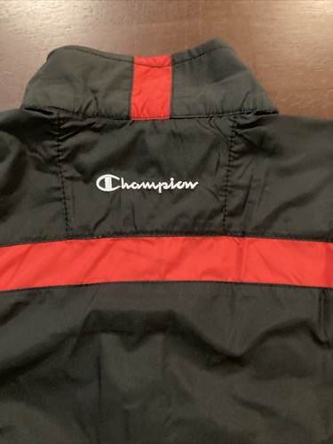 Champion Authentic Boys Size Youth Small Wind Breaker Black With Red Stripe New - Picture 7 of 7
