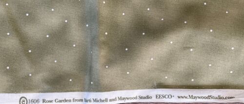 2.5 Yds Rose Garden Fabric Green Polka Dot Cotton Quilt Marti Michell Maywood - Picture 4 of 4