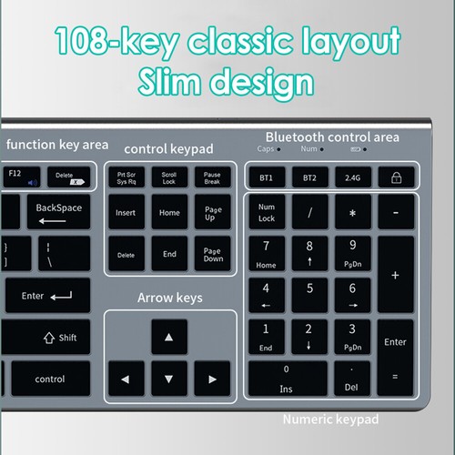 Slim Wireless Keyboard Mouse Set 2.4G/Bluetooth Rechargeable For Mac PC Computer - Picture 9 of 16