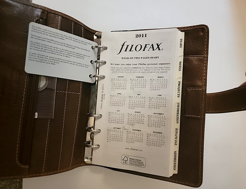 Filofax Malden 2011 Personal Organizer Antikleder 6 Ringe mit Einsatz - Bild 13 von 14