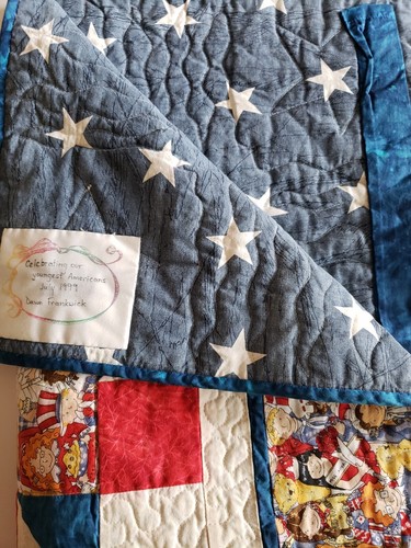 "Young Americans"" rot weiß blau Stern handgefertigt Patchwork Lap Wanddecke" - Bild 15 von 15