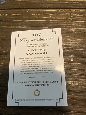 2024 Pieces Of The Past 1800s Vincent Van Gogh Relic | eBay 2024 Pieces Of The Past 1800s Vincent Van Gogh Relic | eBay