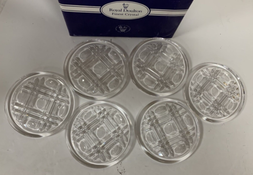 Set 6 Vintage Royal Doulton Starlight Finest Crystal Coasters Boxed New - Picture 5 of 9