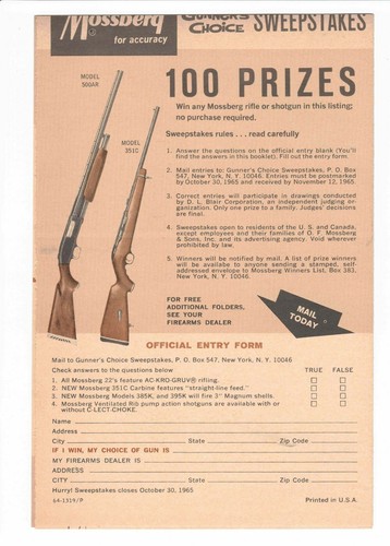 Vintage 1965 Mossberg Rifles & Shotguns 8 page catalog - Picture 5 of 5