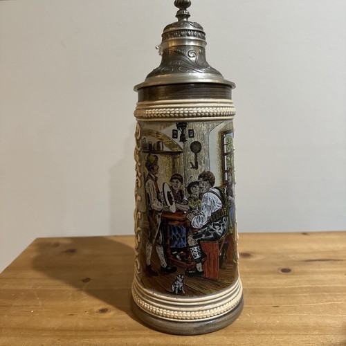 VINTAGE GERZ - WEST GERMAN RARE LIDDED BEER STEIN 11.5" - Picture 3 of 10
