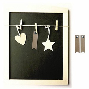 Tableau ardoise cadre bois + 3 pinces à linge + 20 étiquettes kraft Fanion