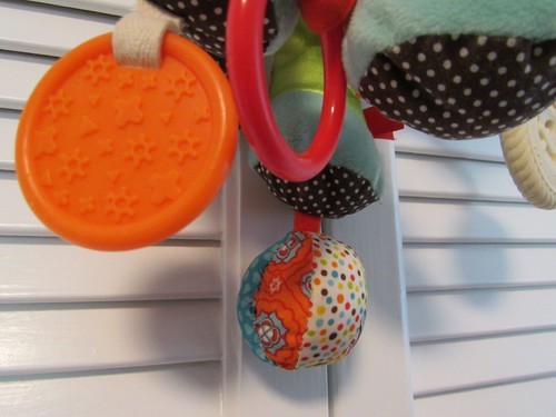 Infantino Blue Corduroy Elephant Hanging Crib Stroller Teether Crinkle Lovey - Picture 6 of 9
