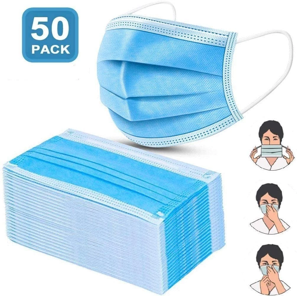 1200 pcs Adul Blue 3-Ply Disposable Face Masks 50 per box
