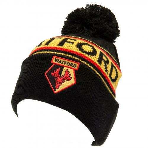 Watford Beanie Knitted Hat Black Text Cuff Beanie - Picture 5 of 7