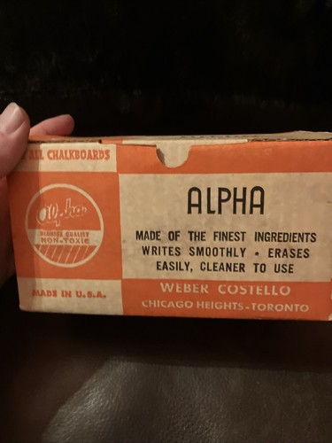 Vintage ALPHA Weber Costello USA White Dustless Bl CHALK LG BOX Chalkboard - Picture 2 of 7