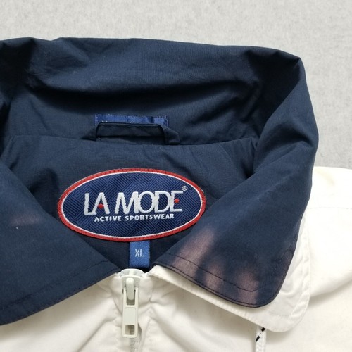 La Mode Jacket Mens XL White Long Sleeve Full Zip Pockets Windbreaker - Picture 9 of 14