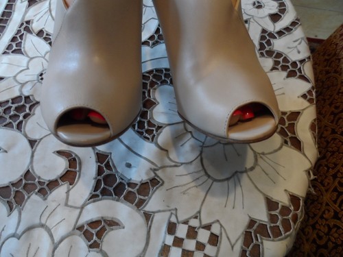Prada Nude Lamb Leather Peep Toe Ankle Boots Size 37B - Picture 19 of 24