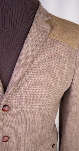 Topman Herringbone Beige Blazer Sport Coat Jacket Size 42R 3-Button Extra Slim - Picture 5 of 15