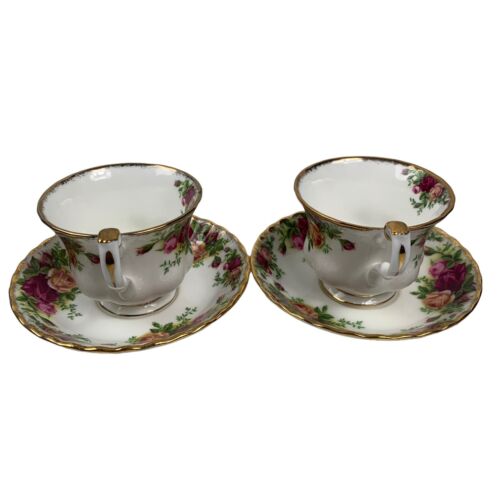 Juego de 2 platillos Royal Albert Old Country Roses Cups Vintage 1973-1993 Inglaterra - Imagen 5 de 12