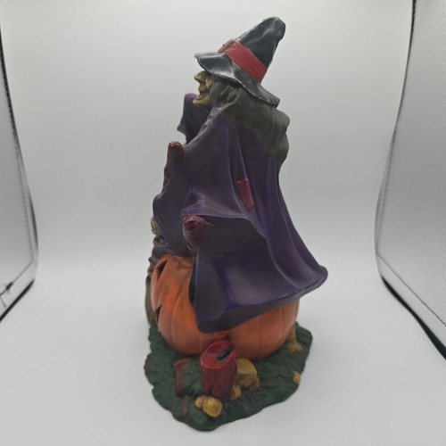 Vintage Halloween Figur Keramik Hexe Jack-O-Laterne schwarz Katzenbesen - Bild 6 von 14