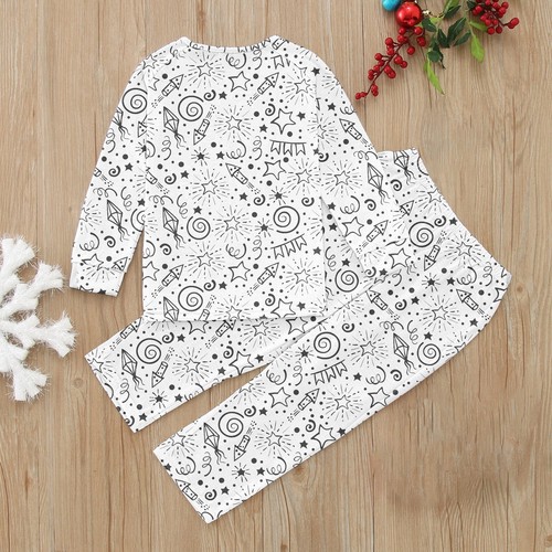 Kid DIY Hand Painted Homewear Set Boy Girl Funny Colouring Holiday Pajama Sets - Picture 9 of 20