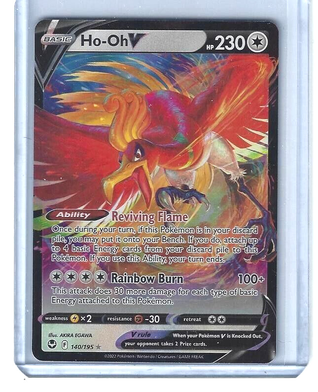 Ho-Oh V 140/195 HP230 Holo Rare Pokemon Card TCG - Silver Tempest Set