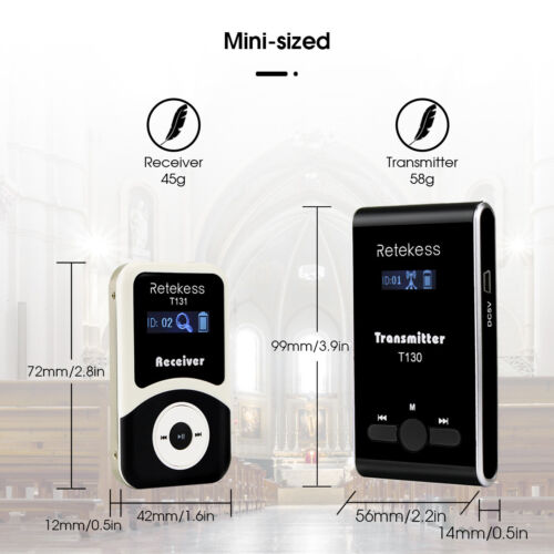 Sistema de audioguía asistido inalámbrico T130 transmisor 15 receptores de viaje - Imagen 12 de 12