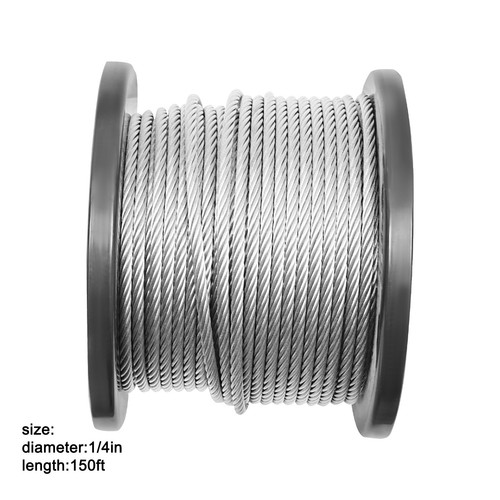 1/4 Inch Stainless Steel Wire Rope Cable Deck Railing Cable Rope 45.72m/150ft - Picture 3 of 17