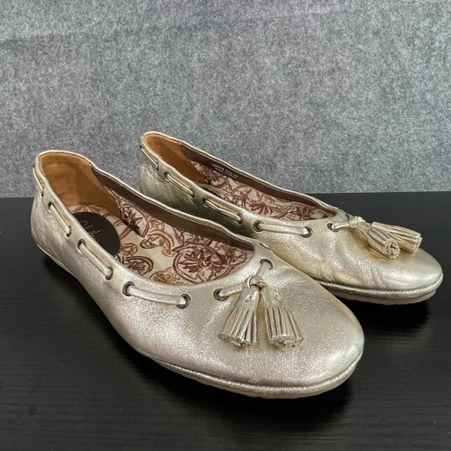 Cole Haan Ballet Flats Womens 8.5B Soft Gold Leather Tassel Round Toe Shoes - Picture 5 of 12