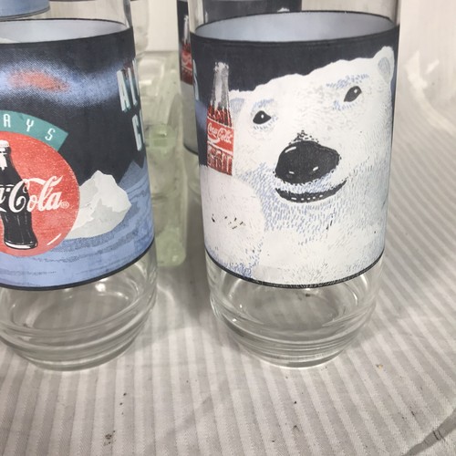 Vintage Coca Cola Always Cool Polar Bear Drinking Glasses Lot of 8 - Picture 8 of 9