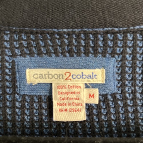 carbon 2 Cobalt heavy cotton 1/4 zip men’s size medium long sleeve sweater blue - Picture 3 of 8