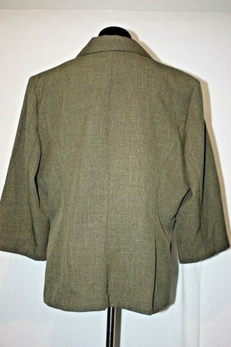 SWEET SUIT Olive Green 3 Button Career Wear Blazer Jacket Sz 16 Shoulder Pads - Picture 5 of 6