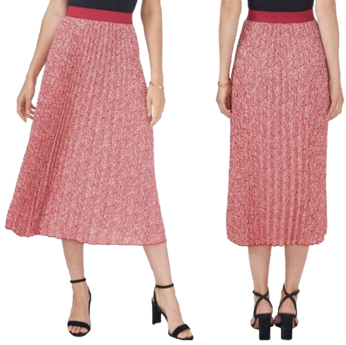 NUEVO CON ETIQUETAS Maxi Falda Vince Camuto Rosa Marfil Plisada Talla Grande $79 Minorista