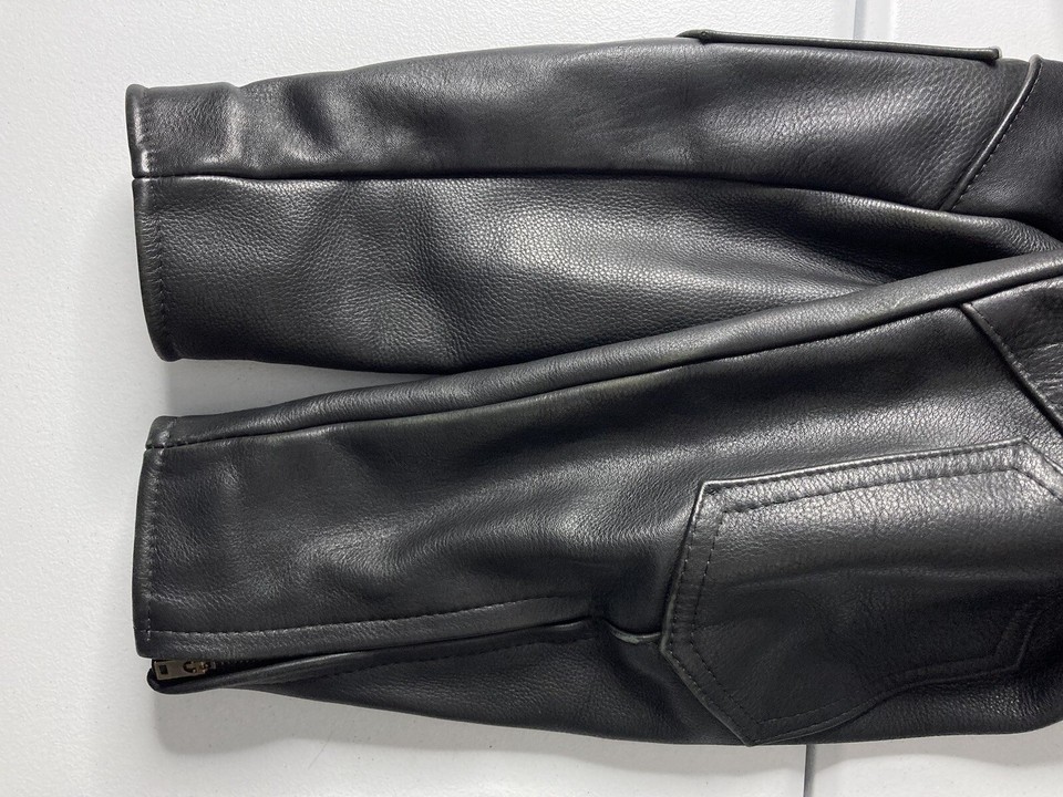 Fox Creek Leather Motorcycle Biker Cruiser Jacket Black 46 Made In The
