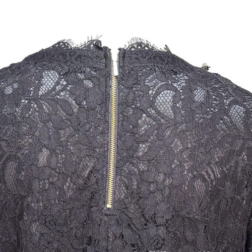 Blusa túnica pulóver suave envolvente talla PXL negra de encaje forrada bordada - Imagen 5 de 7