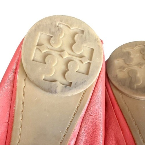 Tory Burch Leder Ballerinas Damen 7 Koralle Slipper Freizeit Sommer Boho - Bild 12 von 12