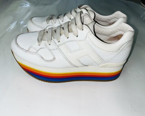 Hogan 1717J sneaker donna white 86 H421 scarpe rainbow shoe woman Sz 38 - Picture 2 of 8
