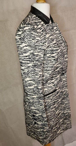 Black & White Julie Brandt Midi Lined Cotton Covert Coat Jacket Size 38 UK 10 - Bild 4 von 10