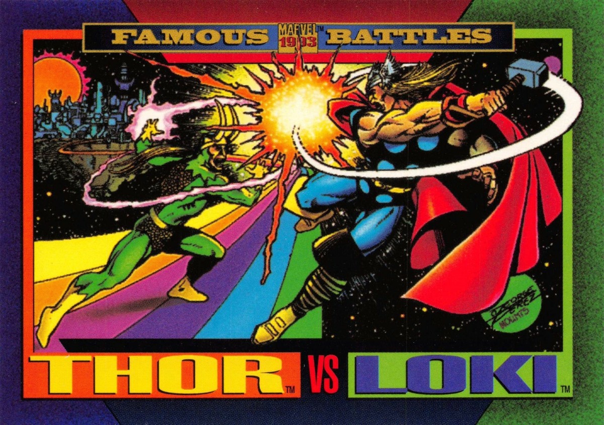 MARVEL LOKI ポストカード THOR VS LOKI / 1993 Marvel Universe Series 4 (SkyBox) BASE