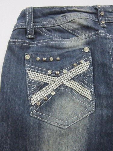 NUEVOS JEANS DE MUJER ROCK & LOVE TACHUELAS Y REMACHES DE IMITACIÓN CALCE AJUSTADOS TALLA 7 X 31 - Imagen 4 de 9