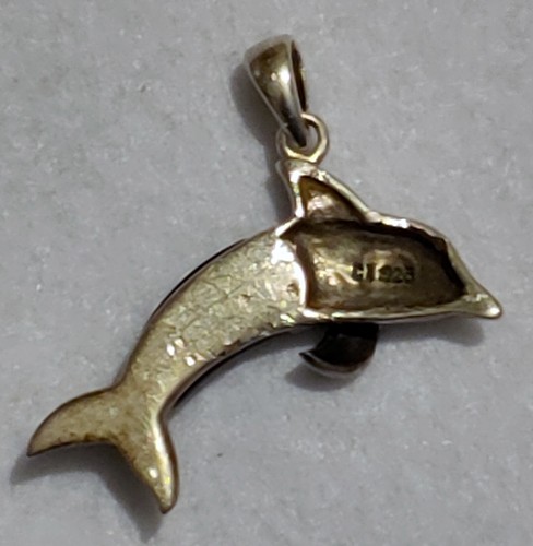 Dolphin Pendant -925 Sterling Silver- Black Enamel -Signed CI- See Description - Picture 9 of 12