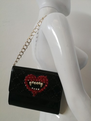 vintage woman handle bag original accessories vinyl vampire by hand iconic brand - Picture 4 of 24