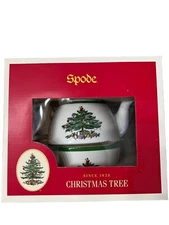 Spode Christmas Tree Cheer Tea For One 3-pc Stacking Tea Pot Cup Set Brand New